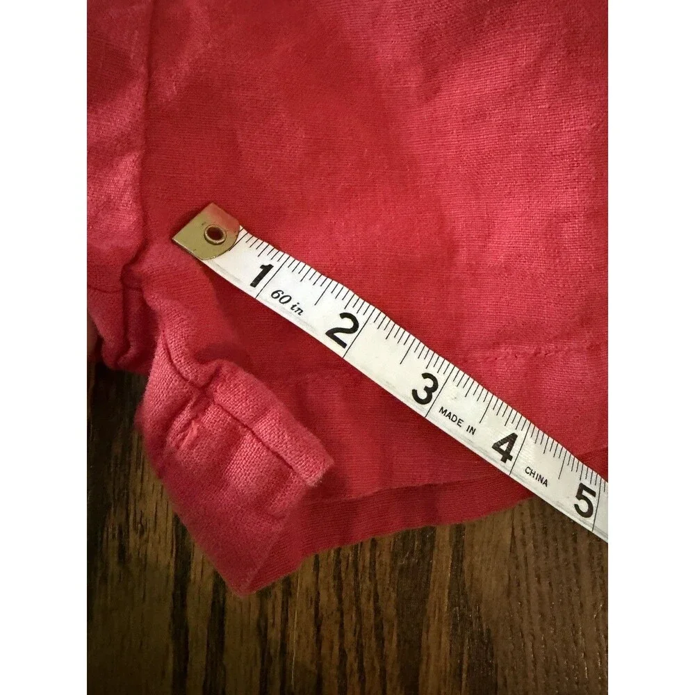 Zara Kids Girls 100% Linen Red Romper Size 8 Pockets‎ Summer Beach Adjustable